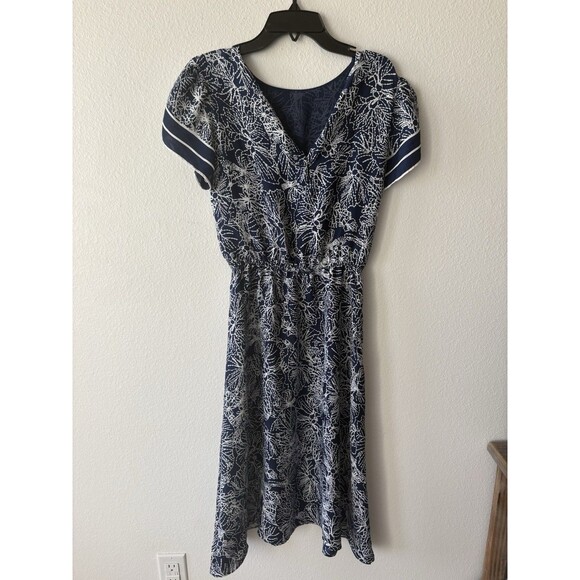 H&M Women's Floral Sundress Short Sleeve, Size 4, Navy Blue And White - Picture 1 of 3